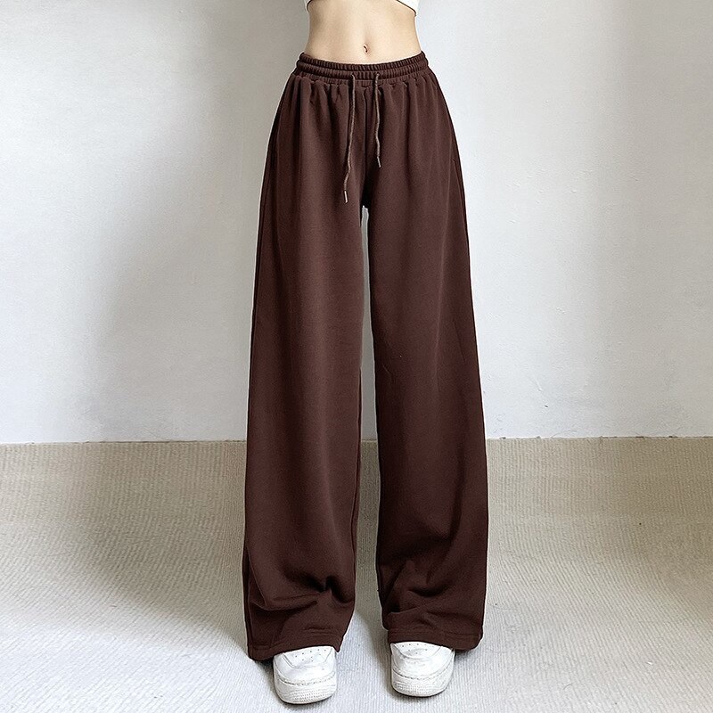 Brown Wide Leg Baggy Pants Drawsting Hippie Y2K Cargo Trousers Women Low Waist Sweatpant Korean Vintage 2 - Parachute Pant Shop