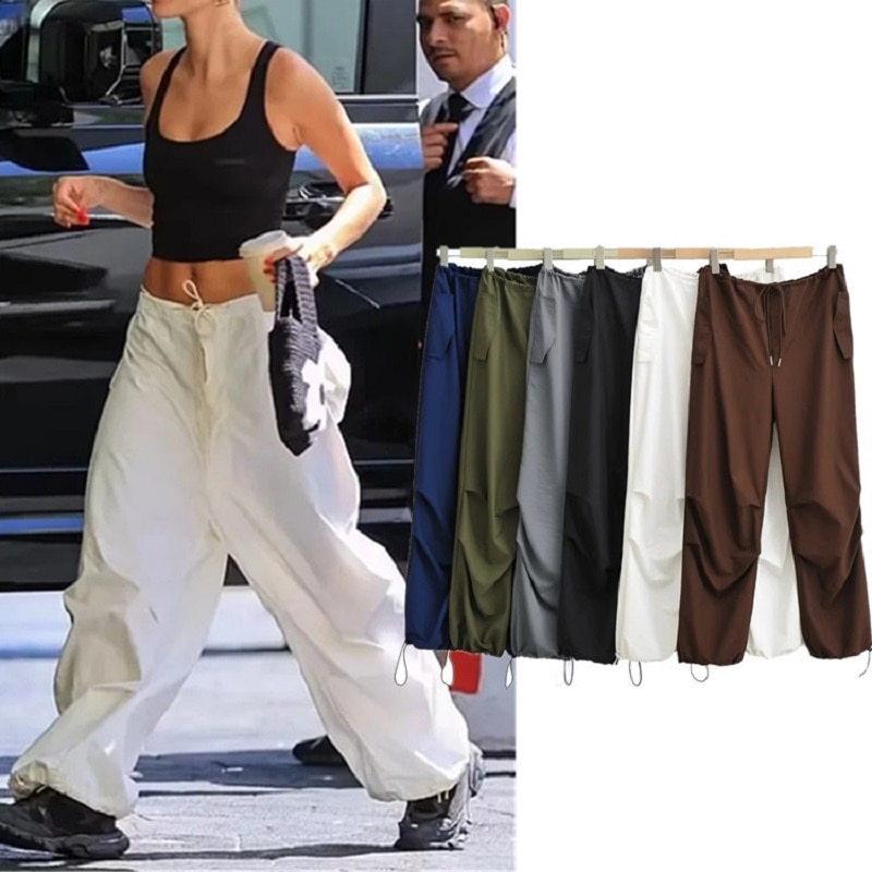 Cargo Pants Women Parachute Baggy Wide Leg Casual Trousers Cargos Korean Streetwear Sweatpants Wide Leg Summer - Parachute Pant Shop