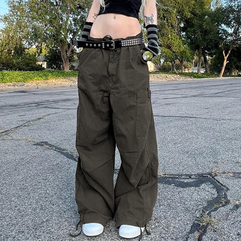 Cutistation Grunge Clothes Khaki Low Rise Drawstring Parachute Pants Fall Outfits Women 2022 Wide Leg y2k 4 - Parachute Pant Shop