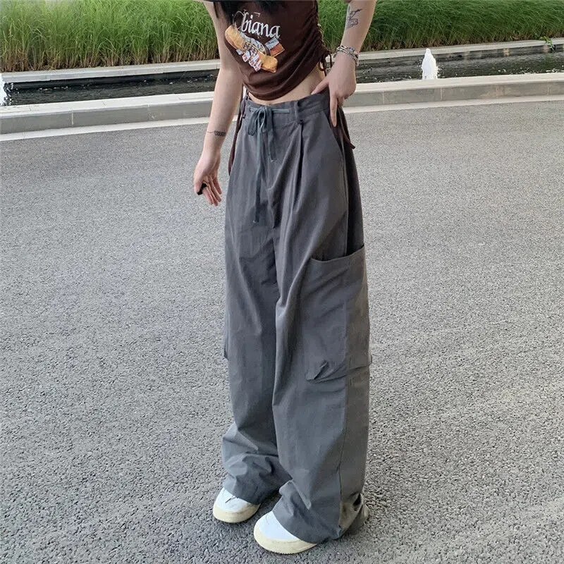 Gothic Punk Parachute Pants Women Y2K Harajuku Techwear Pockets White Cargo Trousers Female Jogging Sweatpants Grunge 1 - Parachute Pant Shop