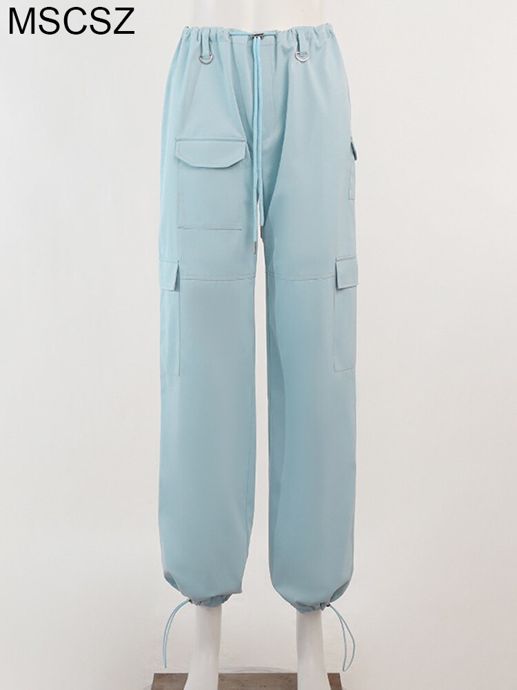 Low Waist Cargo Pants Women 2022 Fashion Casual Parachute Pants Hip Hop Joggers Pants Trousers High 5 - Parachute Pant Shop