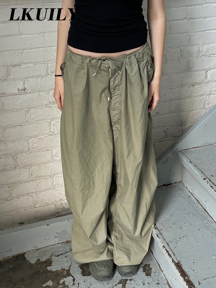 Parachute Pants Cargo Pants Women Loose Straight Y2K Overalls High Waist Wide Leg Baggy Fashion Famale - Parachute Pant Shop