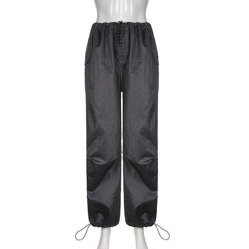 Parachute Pants y2k Clothes Low Rise Drawstring Women Jogger Cargo Pants Hippie Style Wide and Loose 4 - Parachute Pant Shop