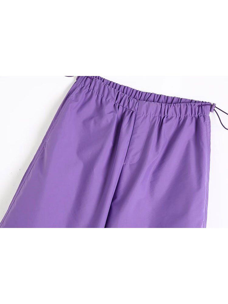 TELLHONEY Women Fashion Elastic Waist Pleats Baggy Cargo Trousers Female Casual With Pockets Low Waist Parachute 2 - Parachute Pant Shop