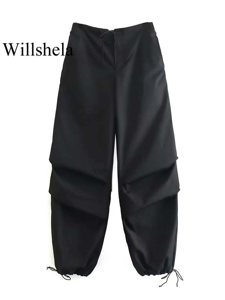 Willshela Women Fashion Parachute Cargo Pants Vintage Jogging Trousers High Elastic Waist Female Chic Lady Boot 1 - Parachute Pant Shop