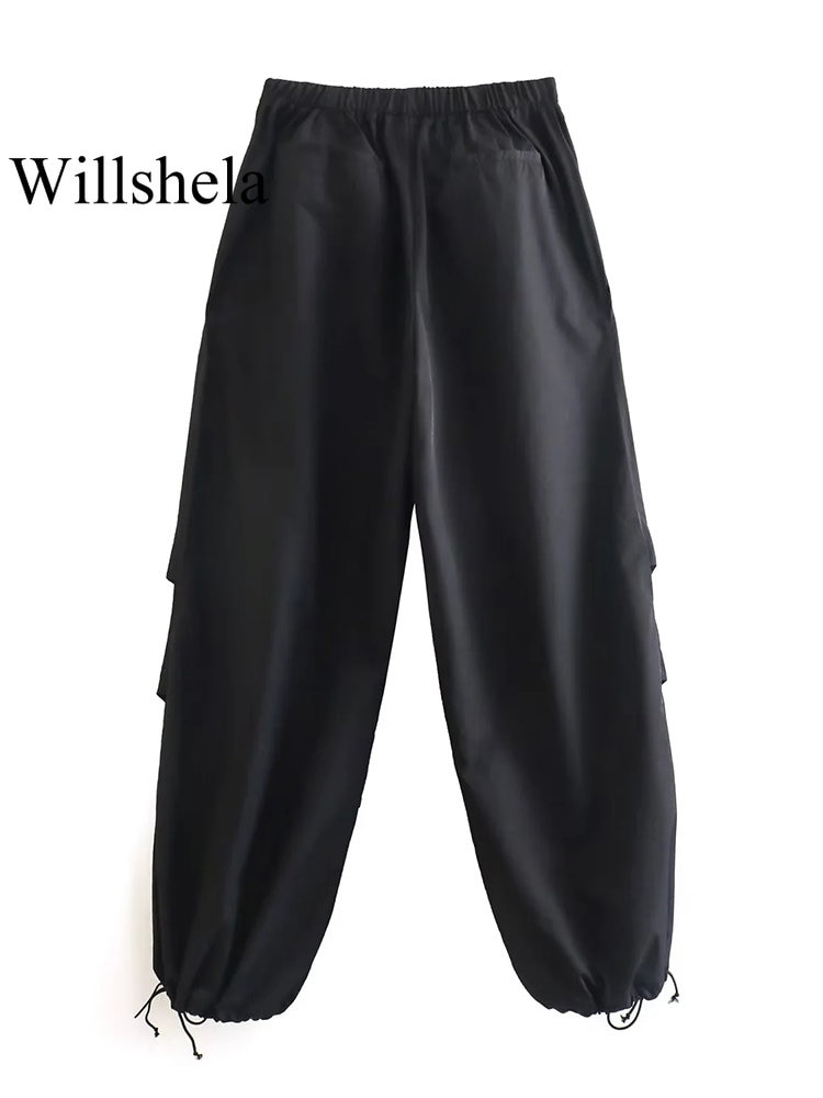 Willshela Women Fashion Parachute Cargo Pants Vintage Jogging Trousers High Elastic Waist Female Chic Lady Boot 2 - Parachute Pant Shop