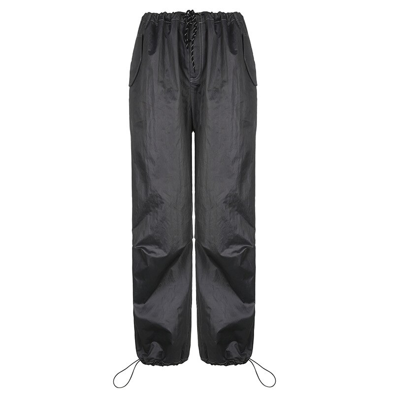 Women Long Pants Cargo Parachute Camo Low Elastic Waist Loose Trousers Streetwear Ladies Casual Fall Fashion 4 - Parachute Pant Shop