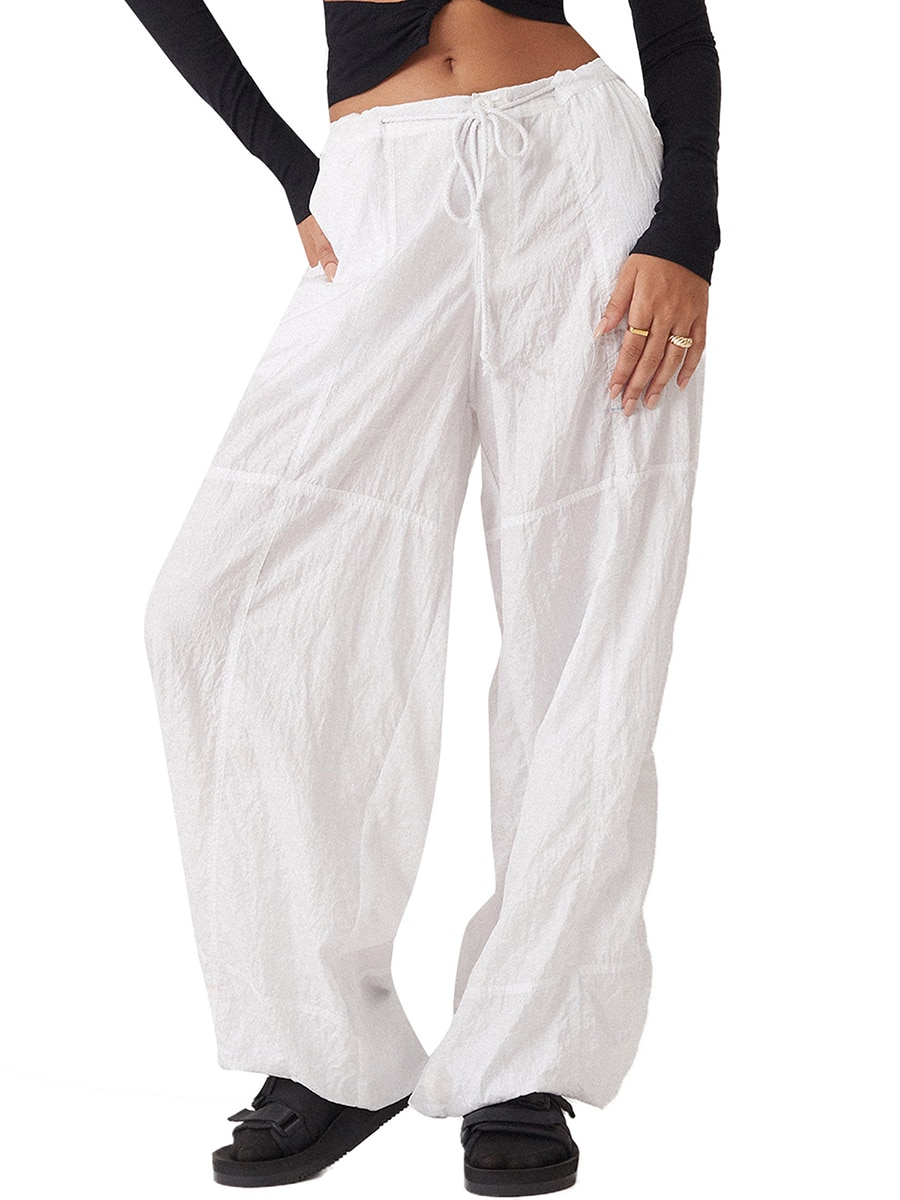 Womens Y2k Cargo Pants Drawstrings Baggy Low Waist Loose Jogger Harajuku Parachute Pant Causal Vintage Streetwear - Parachute Pant Shop