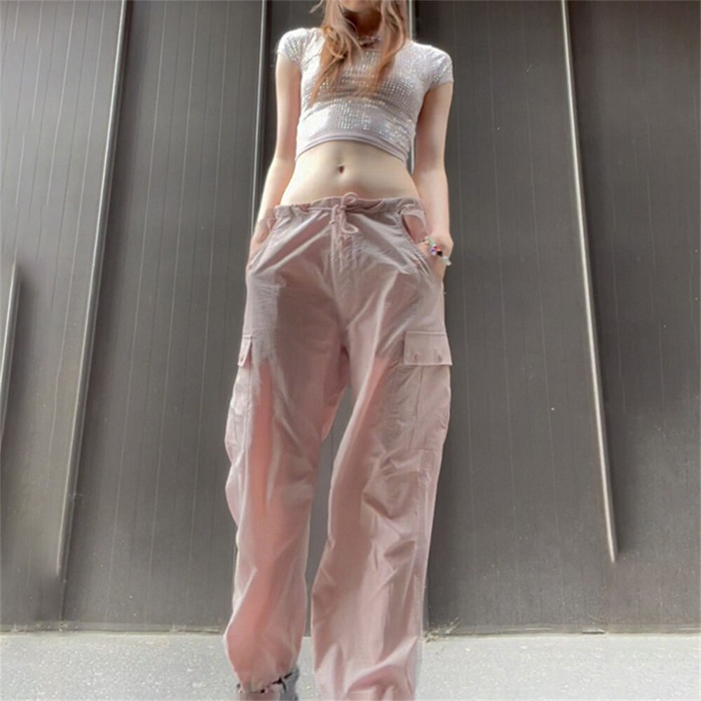 Y2K Parachute Pants Women Hippie Streetwear Oversize Pockets Cargo Trousers Harajuku Techwear Wide Pantalones Cuteandpsy 2 - Parachute Pant Shop