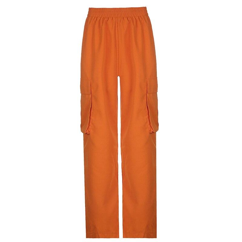 YOZOU 2022 Orange Women Baggy Oversize Parachute Cargo Pants Y2k Wide Leg Low Waist Trouser Streetwear 4 - Parachute Pant Shop