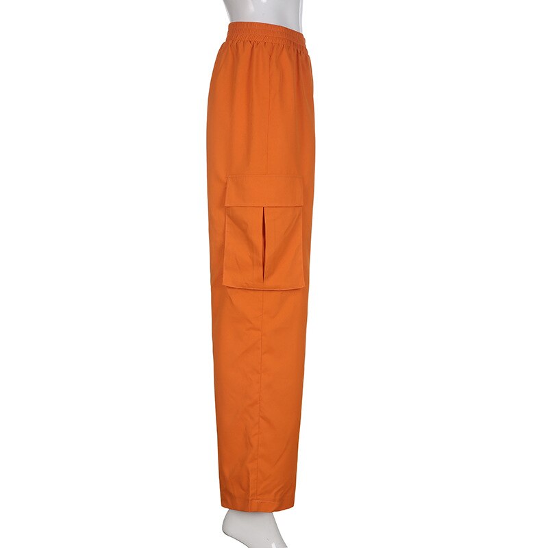 YOZOU 2022 Orange Women Baggy Oversize Parachute Cargo Pants Y2k Wide Leg Low Waist Trouser Streetwear 5 - Parachute Pant Shop