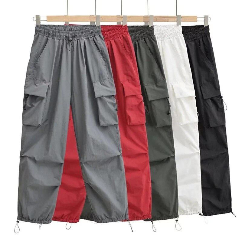 YOZOU 2022 Vintage Black Parachute Pants Cargo Trousers Women Female Streetwear Girl High Street Korean Loose 1 - Parachute Pant Shop