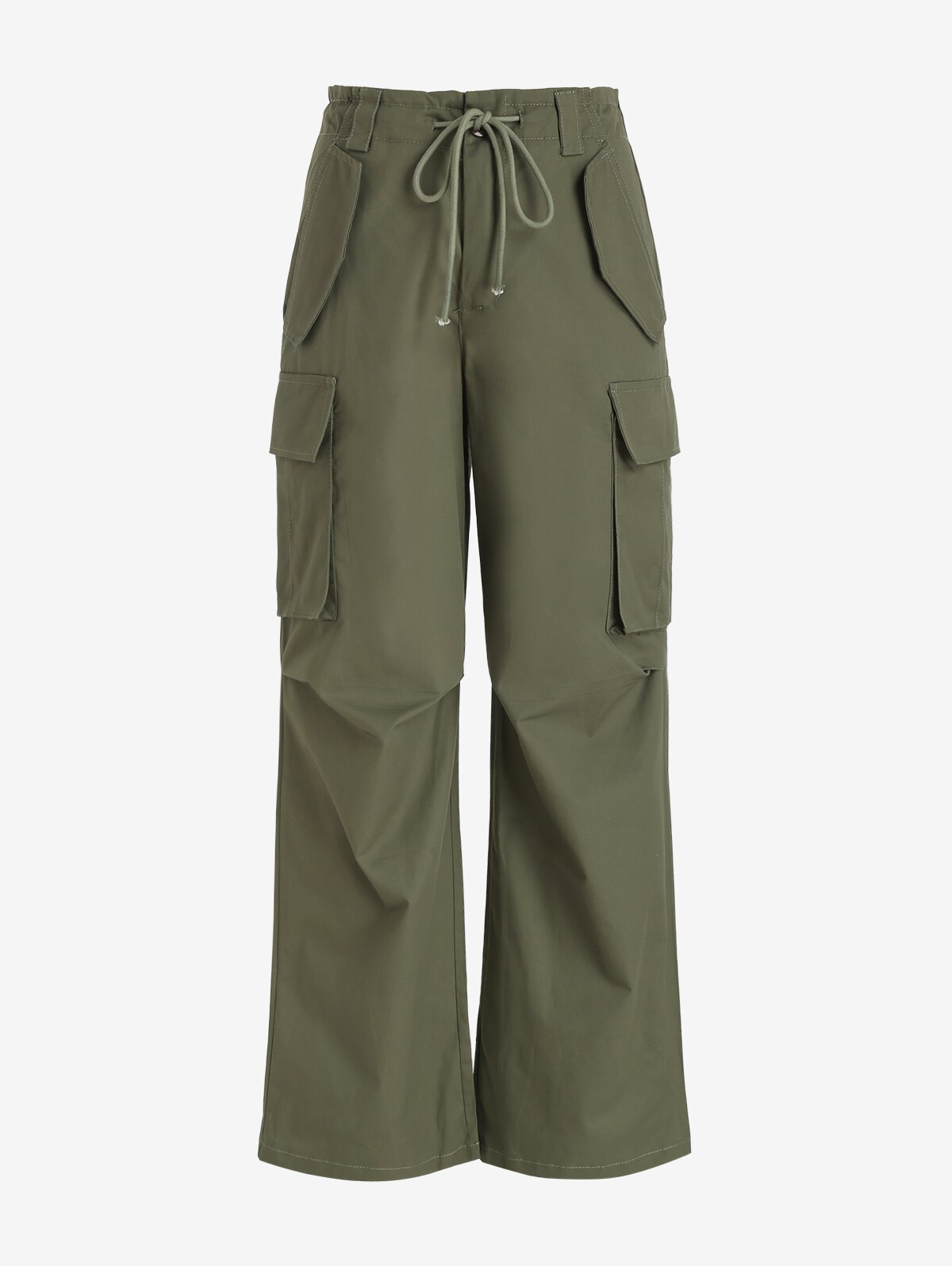 ZAFUL Pockets Drawstring Straight Cargo Pants Women Solid Parachute Trousers Y2K Fashion Streetwear pantalones de mujer 1 - Parachute Pant Shop