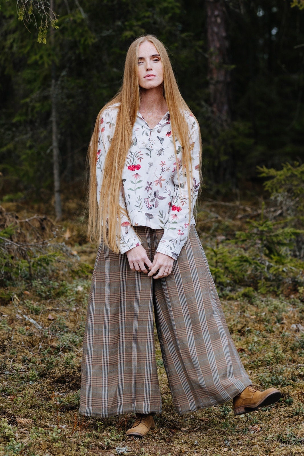 PALAZZO PANTS | Wide Leg Linen Pants, Mid Century Modern, Outlander Clothing, Medieval Clothing, Charlotte Trousers Plaid