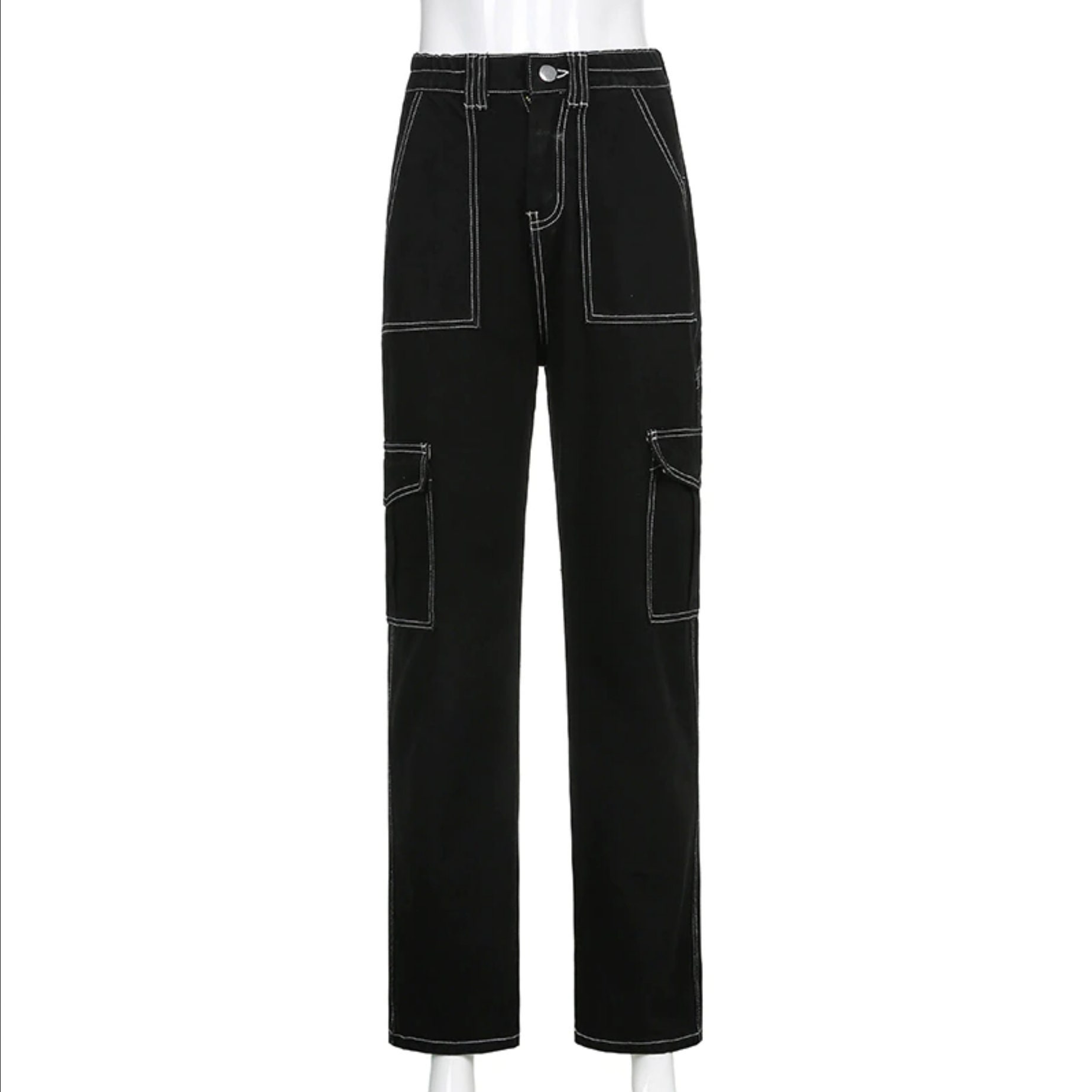 Baggy Cargo Streetwear Jeans 100% Cotton Women Denim Trouser Loose Cargo Pants Korean Jeans Harajuku