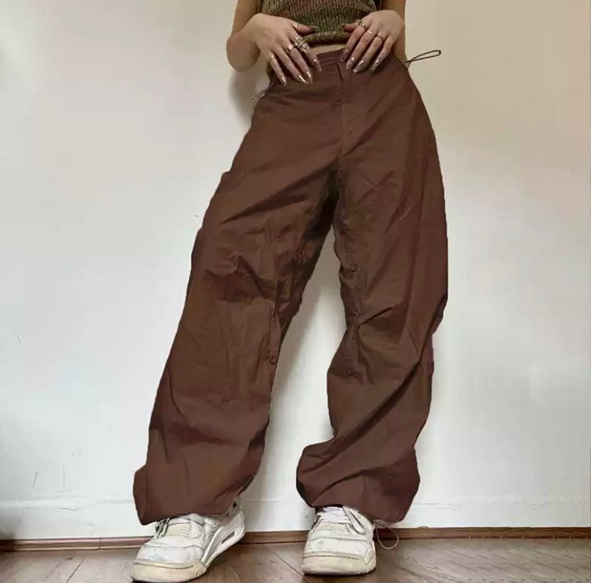 Y2K Parachute Pants | Windbreaker Cargo Pants Streetwear Joggers Techwear Trousers Low Waisted Wide Leg Gorpcore Archive