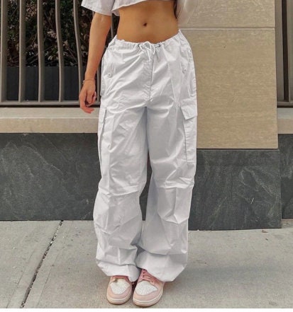 Y2K Clothing Oversized Drawstring Low Waist Parachute Loose Fit Trousers