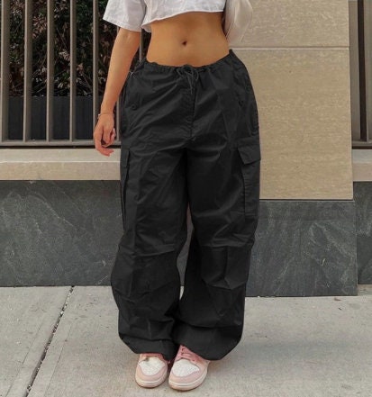 Y2K Clothing Oversized Drawstring Low Waist Parachute Loose Fit Trousers